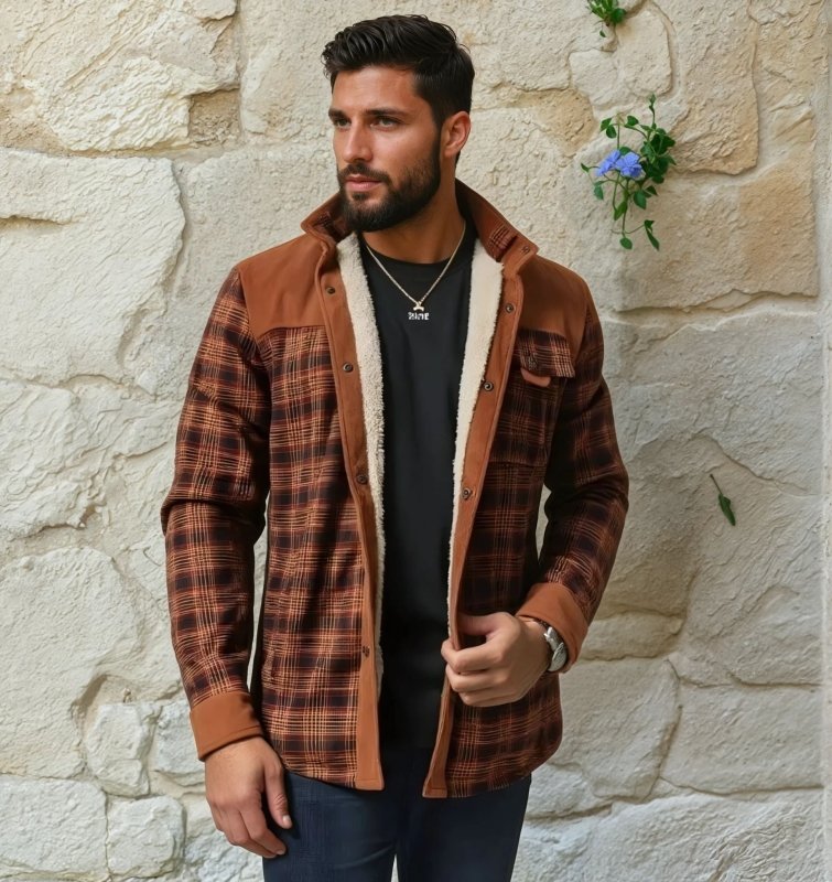 Herren Outdoor Flanelljacke im Holzfäller-Stil mit Fleece-Innenfutter – Ideal für Freizeit und Abenteuer
