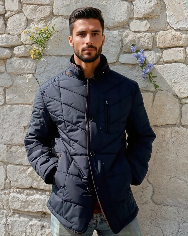 Herren Steppjacke im modernen Business-Stil für Alltag und Freizeit