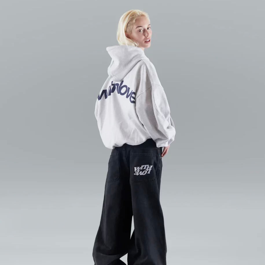 Damen Oversize Streetwear Hoodie mit Kapuze und "withlove" Print – Lässiger Winter Pullover für Freizeit & Alltag