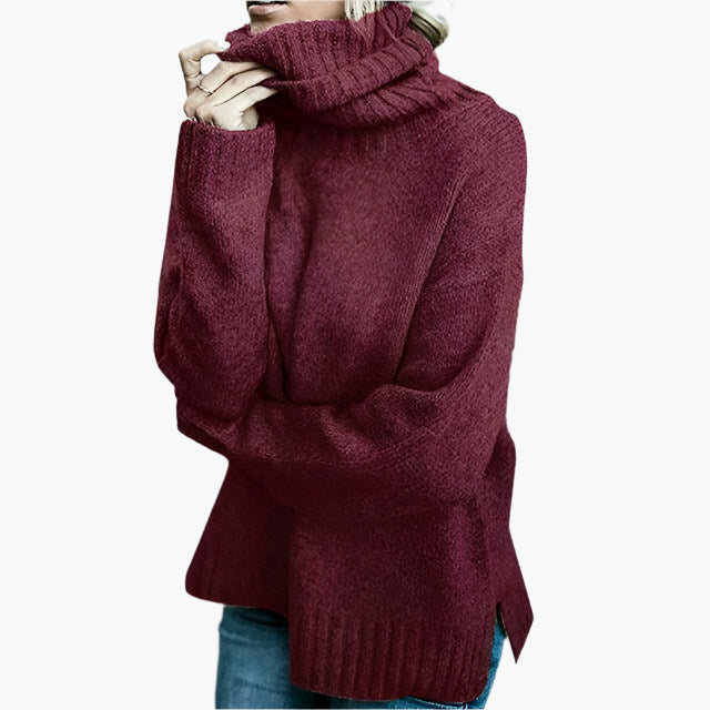 Damen Oversize Rollkragenpullover – Bequemer Freizeit-Strickpullover mit hohem Kragen, moderner Stil