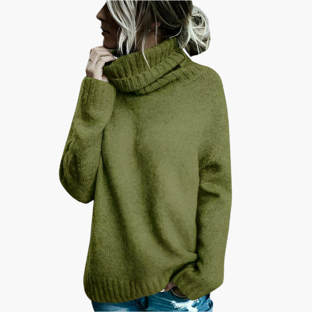 Damen Oversize Rollkragenpullover – Bequemer Freizeit-Strickpullover mit hohem Kragen, moderner Stil