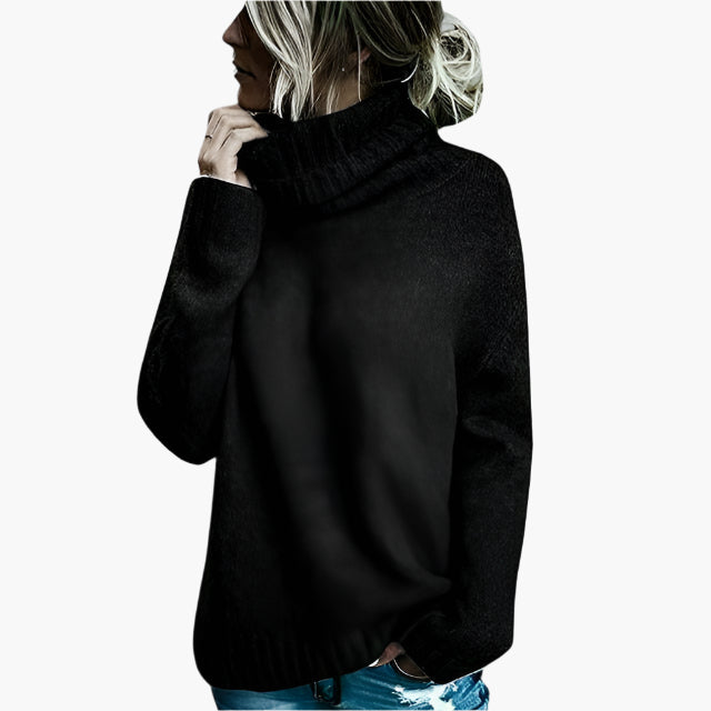 Damen Oversize Rollkragenpullover – Bequemer Freizeit-Strickpullover mit hohem Kragen, moderner Stil