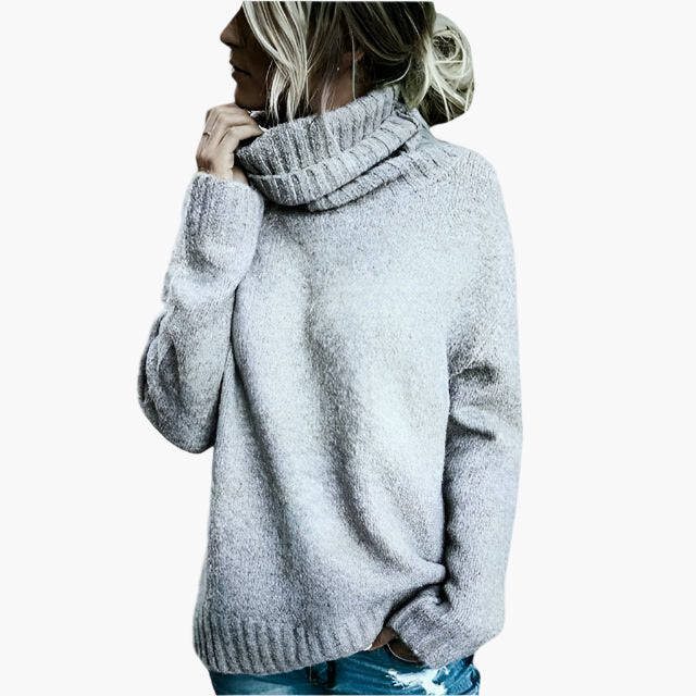 Damen Oversize Rollkragenpullover – Bequemer Freizeit-Strickpullover mit hohem Kragen, moderner Stil