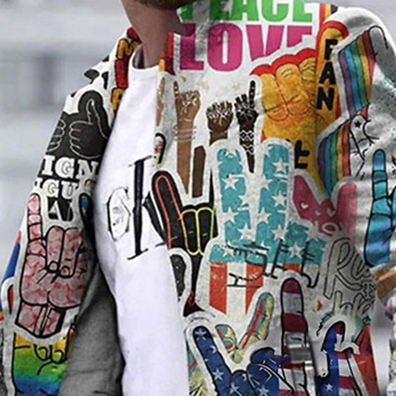 Herren Designer Mantel mit Grafik-Print – Modischer Streetwear Look für Alltag und Events