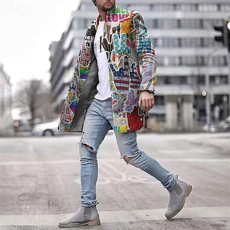 Herren Designer Mantel mit Grafik-Print – Modischer Streetwear Look für Alltag und Events
