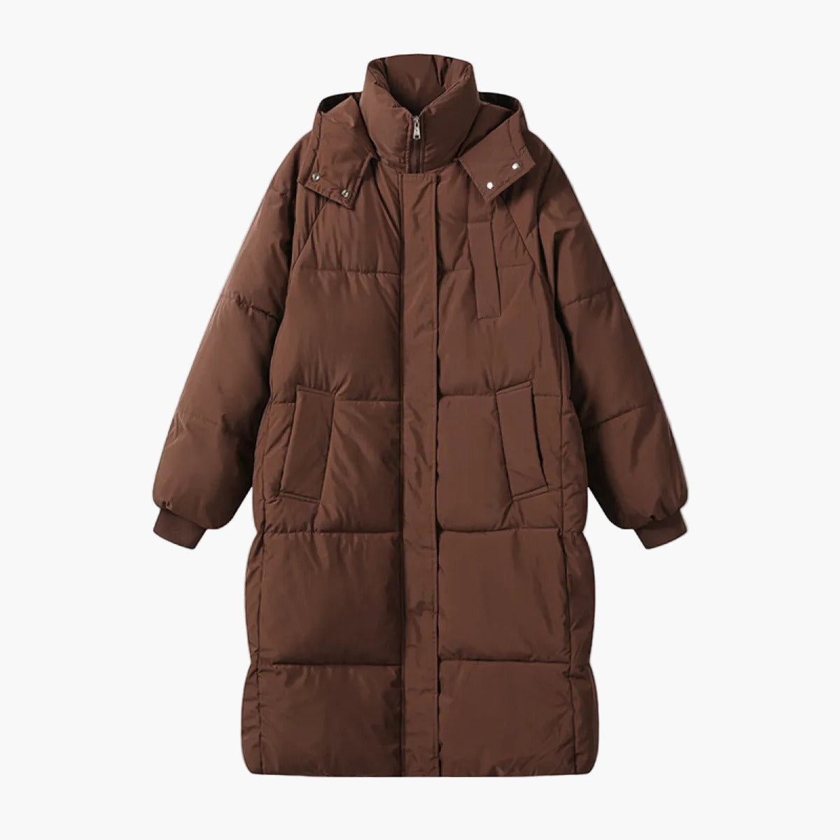 Damen Winter Steppmantel Lang mit Kapuze – Modischer Oversize Parka für kalte Tage