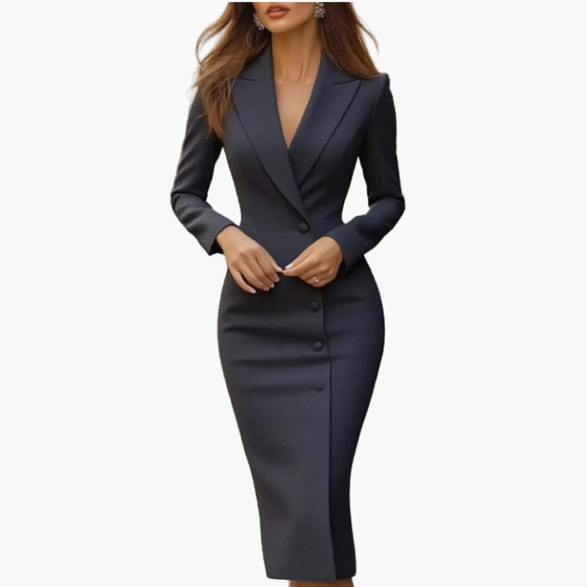 Damen Business Midi Blazerkleid – Elegantes Figurbetontes Kleid für Büro & Events