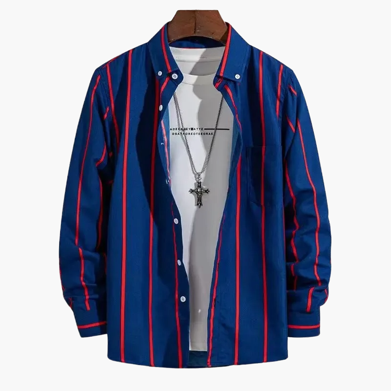 Herren Business Freizeithemd mit Streifenmuster – Klassisches Langarmhemd für Büro und Alltag