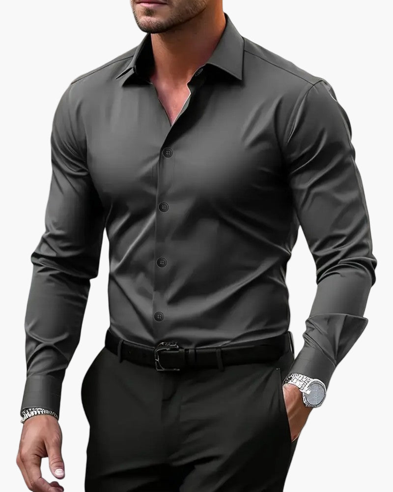 Herren Business Freizeithemd Slim Fit Langarm Modern Elegant