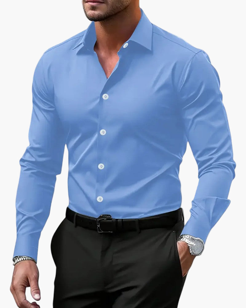 Herren Business Freizeithemd Slim Fit Langarm Modern Elegant