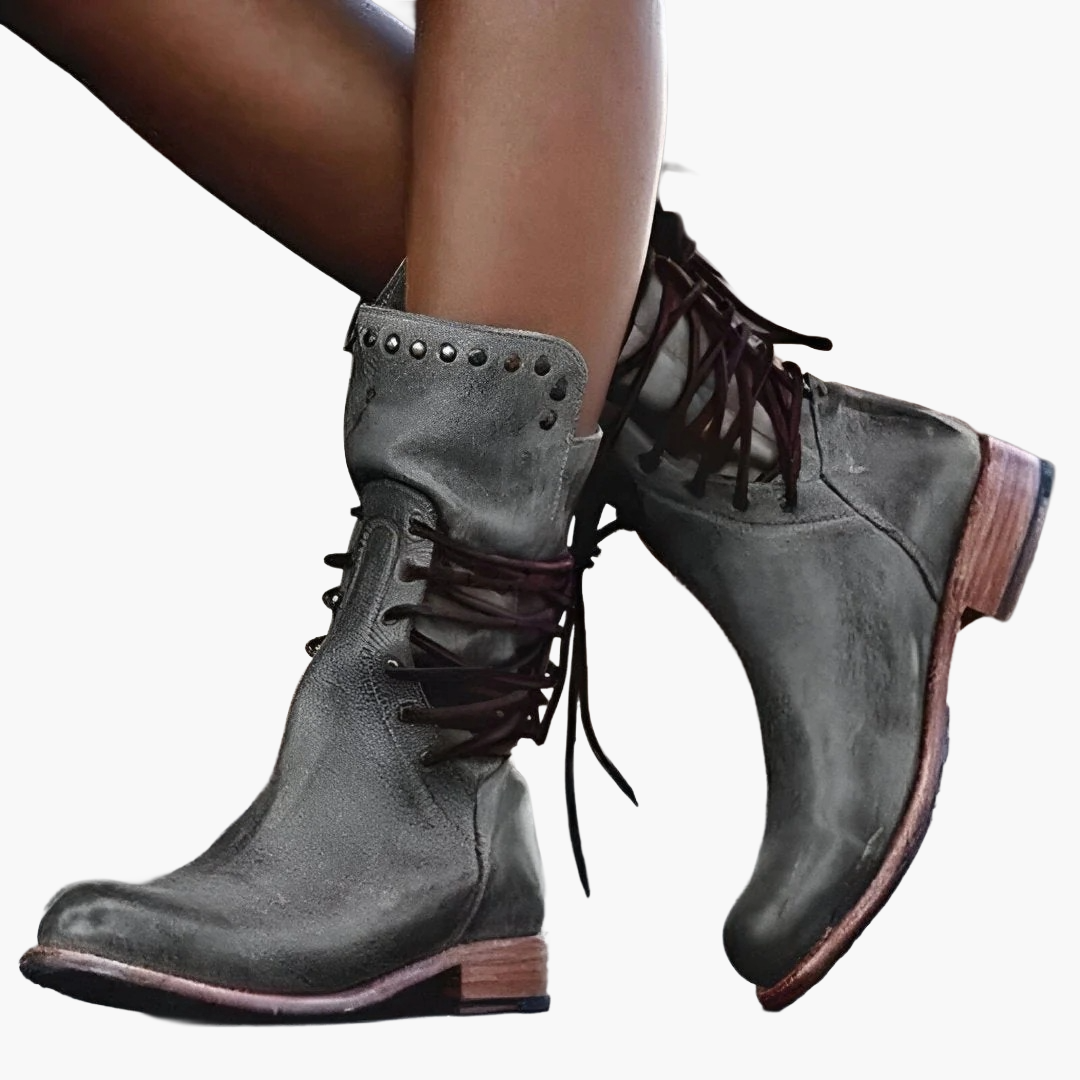 Damen Vintage Leder Stiefeletten mit Schnürung – Robuste Mode für Alltag & Abenteuer