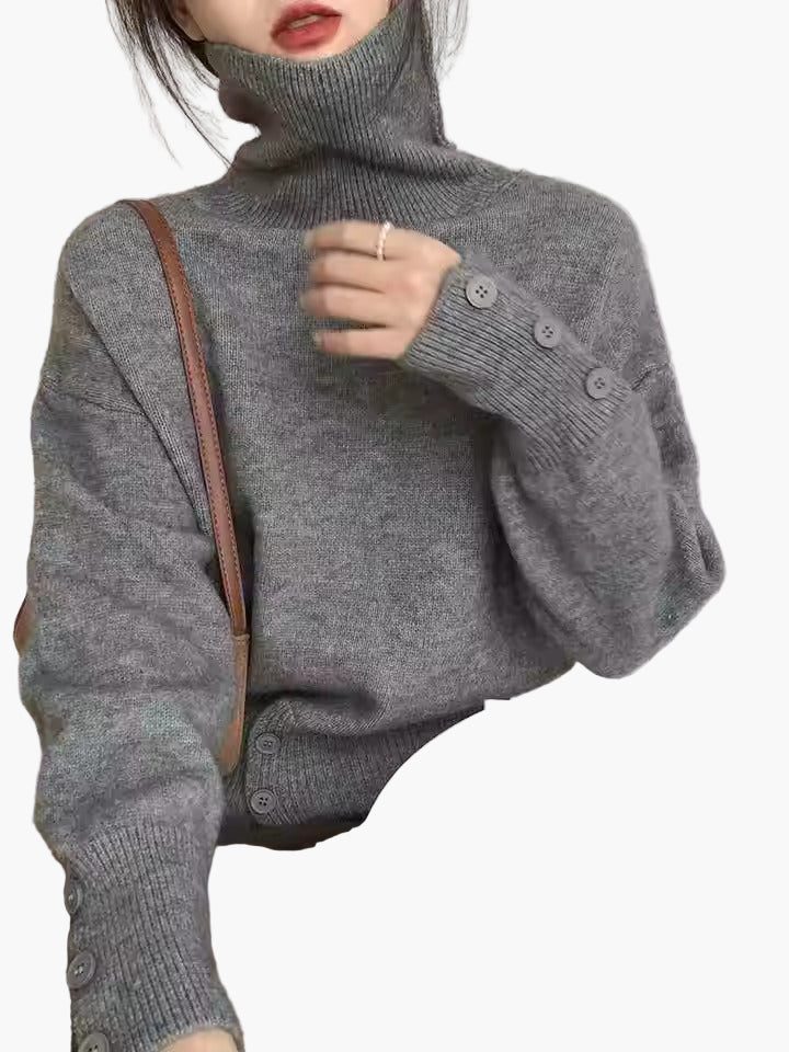 Damen Strick-Cardigan mit Stehkragen und Knopfleiste – Modischer Herbst/Winter Pullover