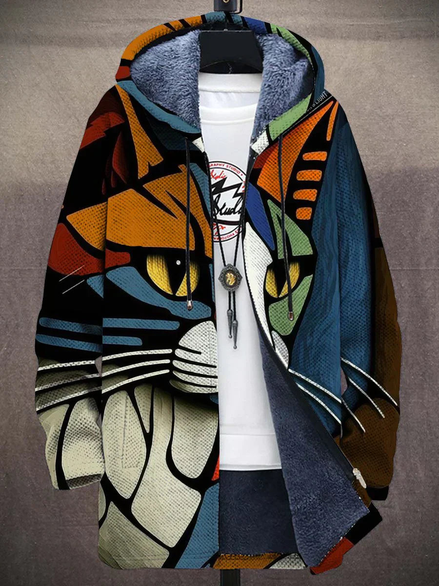 Damen Kapuzenjacke mit Kunstvollem Katzen-Print – Stilvolle Freizeitjacke für Katzenliebhaberinnen