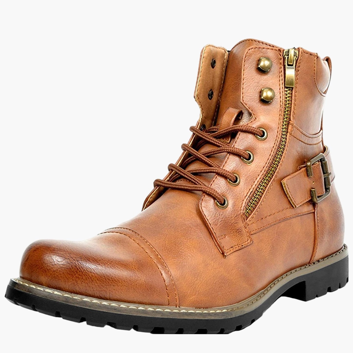 Herren Stiefelette Urban Style mit Reißverschluss und Schnalle – Modischer City-Boot für Alltag und Freizeit