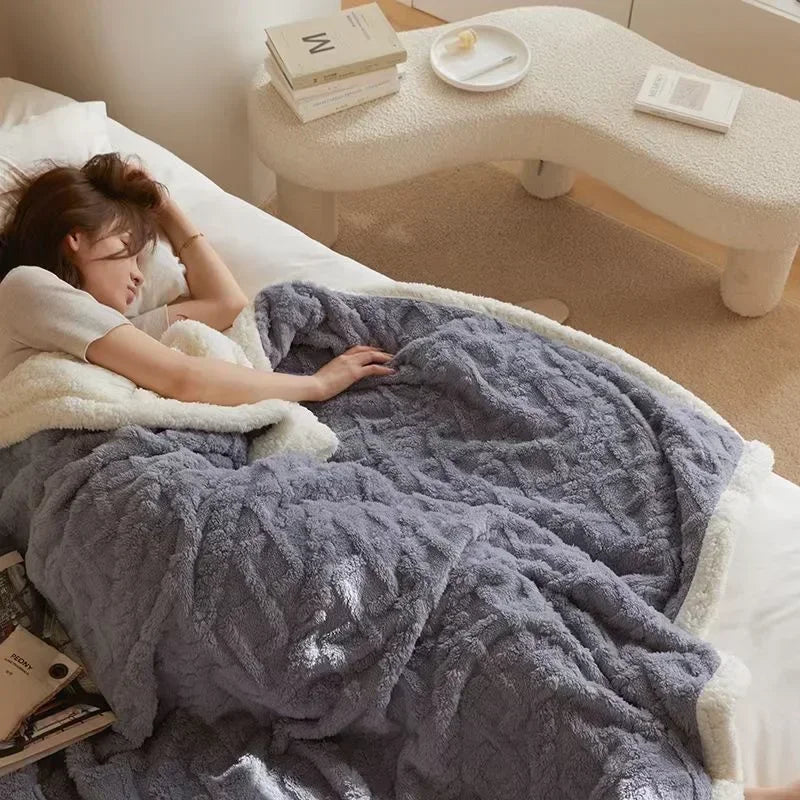 Unisex Flauschige Winter Schlafdecke – Luxus Komfortdecke für Bett & Sofa, Kuscheliger Stil für kalte Tage