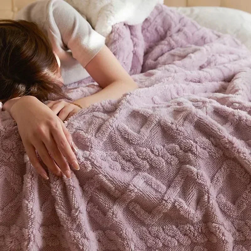 Unisex Flauschige Winter Schlafdecke – Luxus Komfortdecke für Bett & Sofa, Kuscheliger Stil für kalte Tage