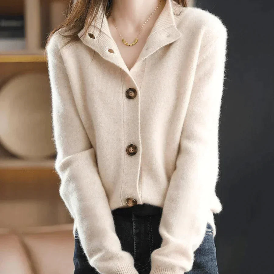 Damen Pullover mit großen Knöpfen – Modischer Strick-Cardigan für Herbst und Winter