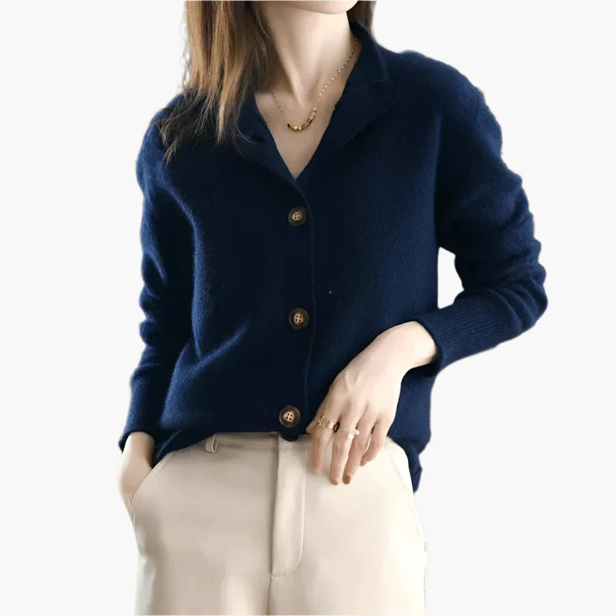 Damen Pullover mit großen Knöpfen – Modischer Strick-Cardigan für Herbst und Winter