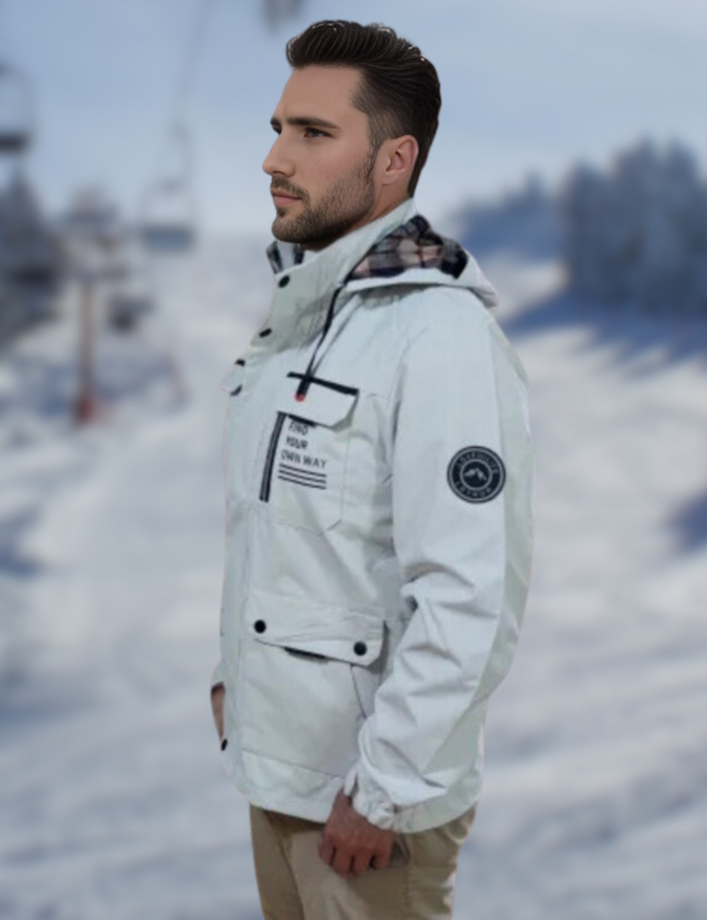Herren Outdoor Winterjacke – Wasserdichte Funktionsjacke mit Kapuze, sportlicher Stil, ideal für Freizeit & Abenteuer