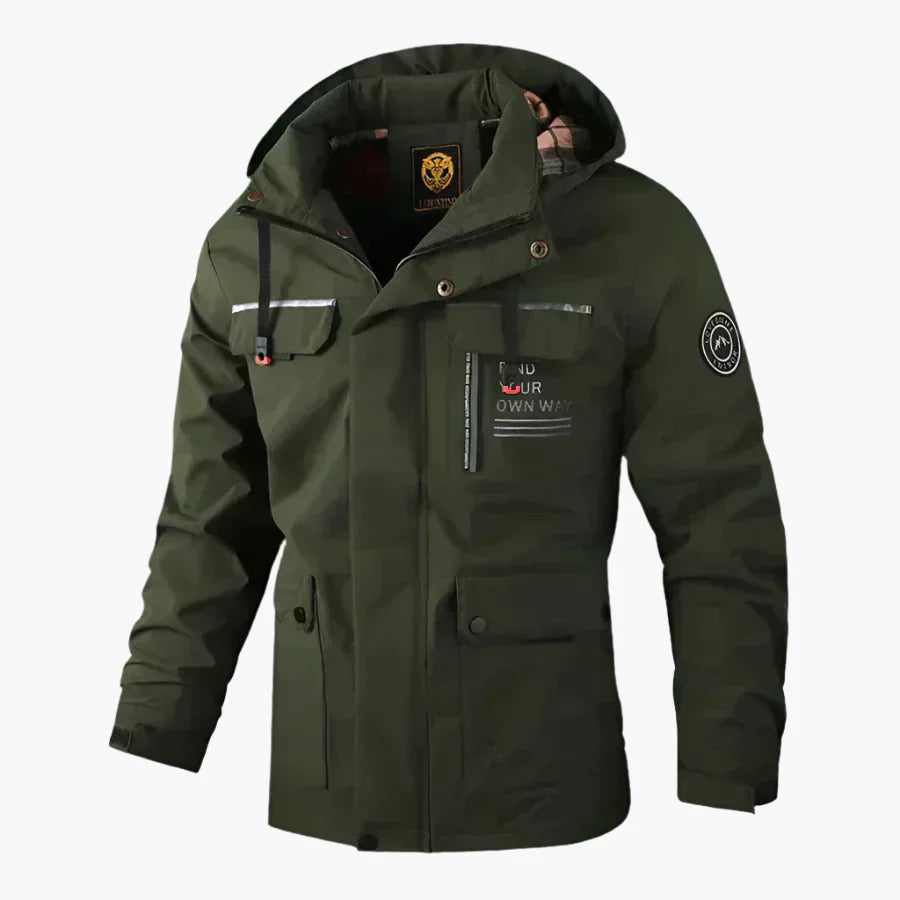 Herren Outdoor Winterjacke – Wasserdichte Funktionsjacke mit Kapuze, sportlicher Stil, ideal für Freizeit & Abenteuer
