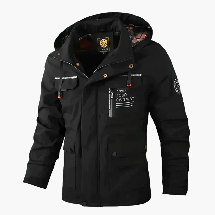 Herren Outdoor Winterjacke – Wasserdichte Funktionsjacke mit Kapuze, sportlicher Stil, ideal für Freizeit & Abenteuer