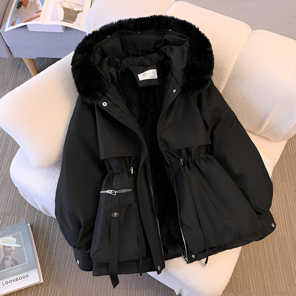 Damen Wintermantel Parka mit Fellkapuze – Eleganter, warmer Mantel für Alltag und Freizeit