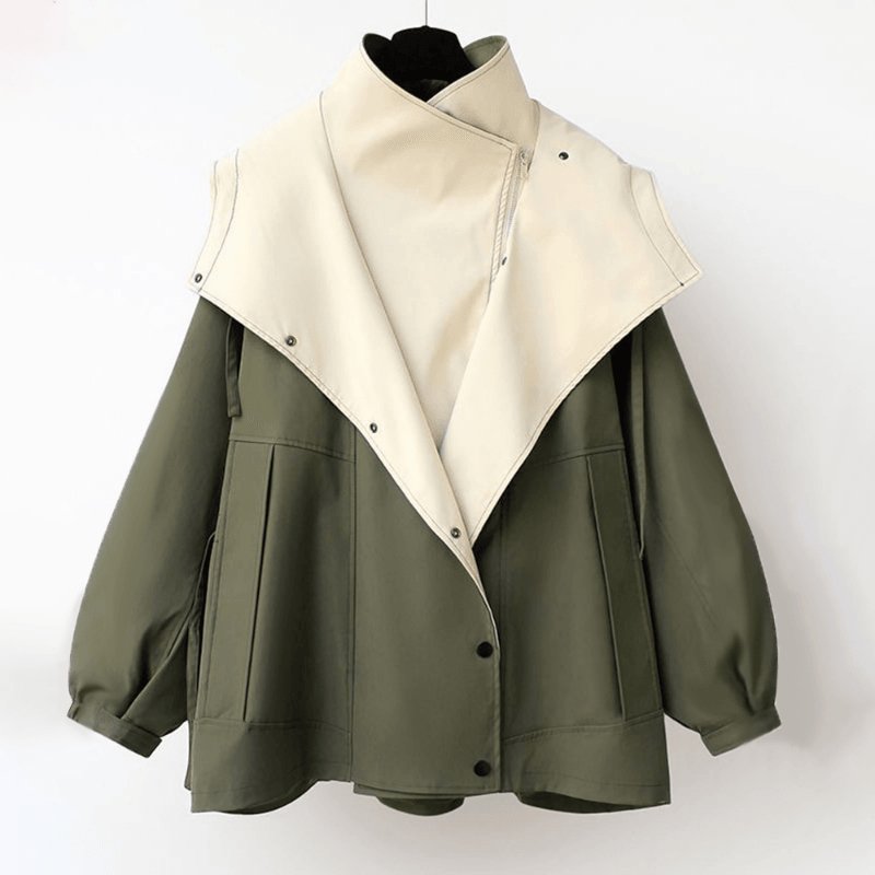 Damen Oversize Übergangsjacke im modernen Lagenlook – Stilvoller Mantel für Alltag und Freizeit