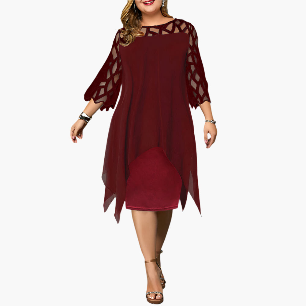Damen Midikleid mit Spitzenärmeln – Elegantes Abendkleid für festliche Anlässe in großen Größen