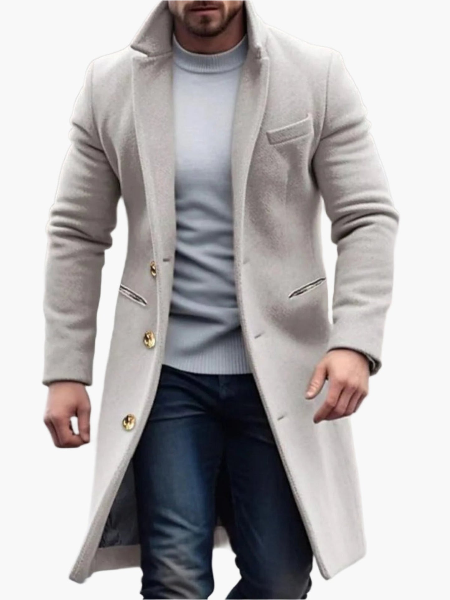 Herren Eleganter Wintermantel – Klassischer Langer Mantel für stilvolle Anlässe und Alltag