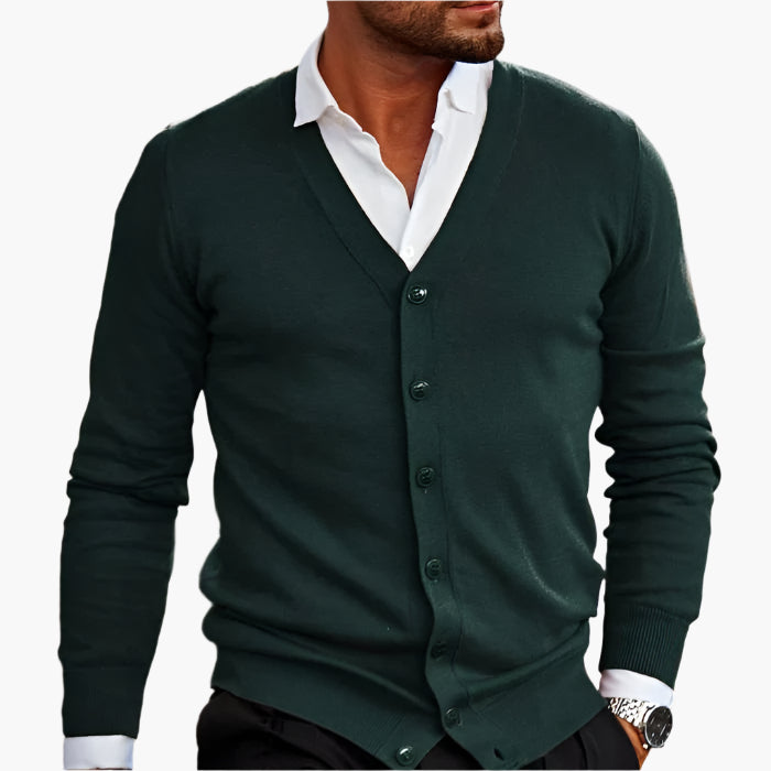 Herren Cardigan Modern Business Casual – Strickjacke mit V-Ausschnitt und Knopfleiste für Büro und Freizeit