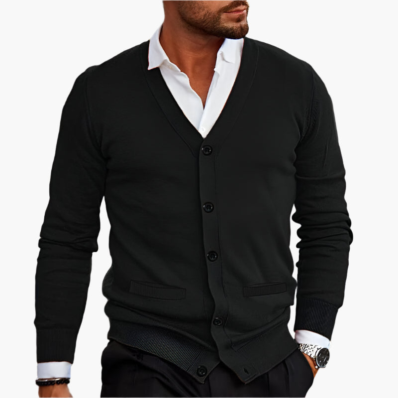 Herren Cardigan Modern Business Casual – Strickjacke mit V-Ausschnitt und Knopfleiste für Büro und Freizeit