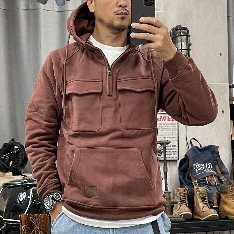 Herren Winter Hoodie mit Zipper – Taktischer Freizeit-Hoodie für Outdoor & Alltag