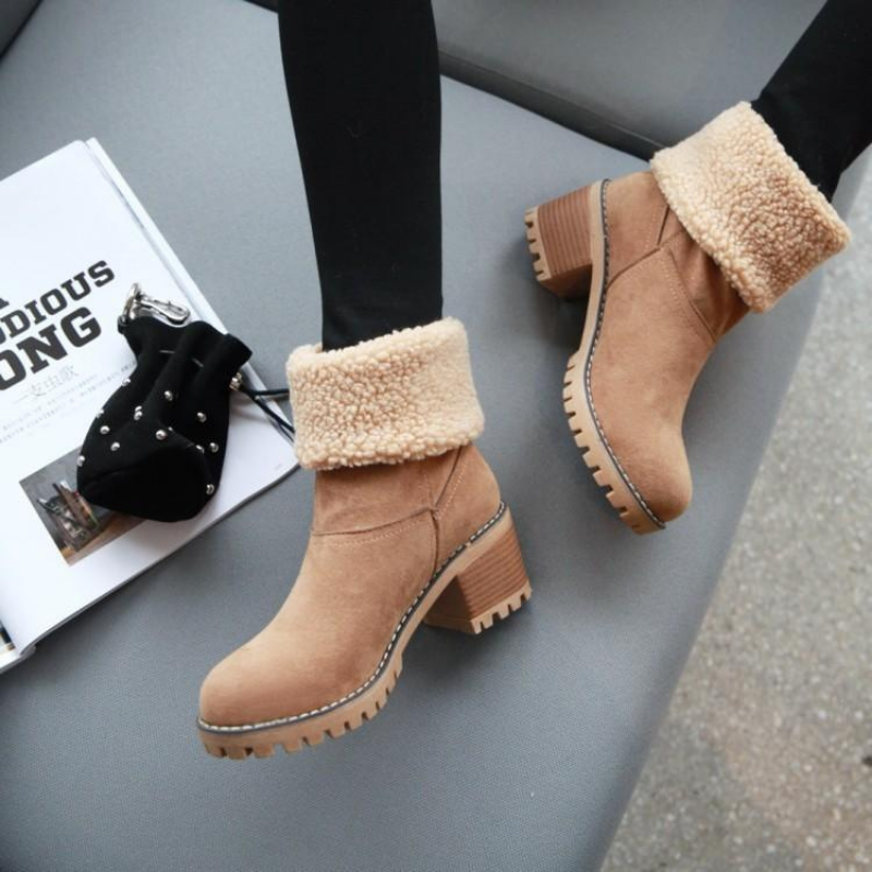 Damen Winterstiefeletten mit Warmfutter und klappbarem Schaft – Bequeme und stilvolle Alltagsboots