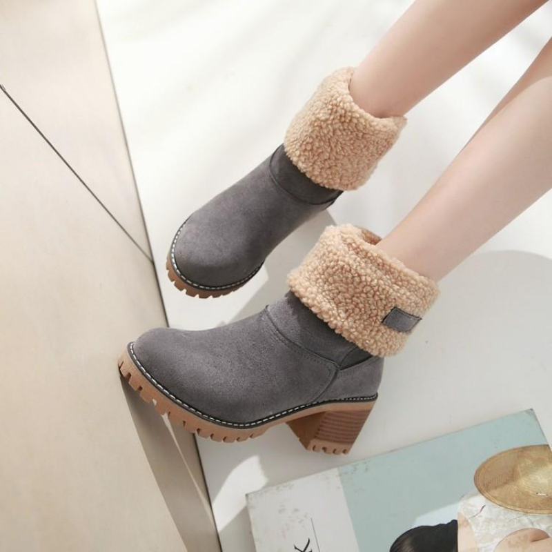 Damen Winterstiefeletten mit Warmfutter und klappbarem Schaft – Bequeme und stilvolle Alltagsboots