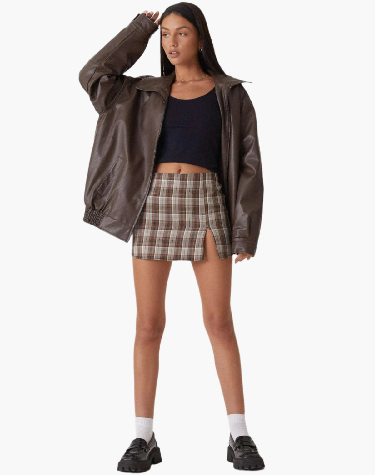 Damen Oversized Kunstlederjacke im Retro-Stil – Modische Übergangsjacke für Alltag und Ausgehen