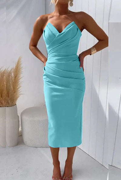 Esme – Ärmelloses Kleid mit Schlitz in Uni