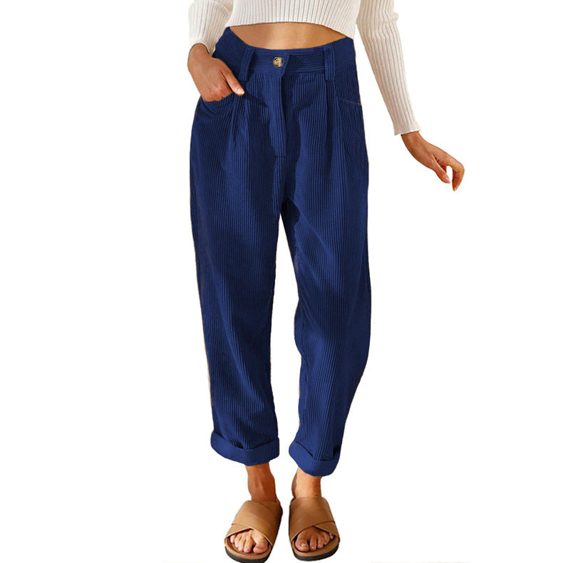 Marie – Hochtaillierte lässige Cordhose mit geradem Schnitt