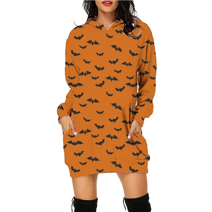Damen Halloween Hoodie Kleid – Lustiges Kostüm für Halloween-Partys und Gruselige Anlässe