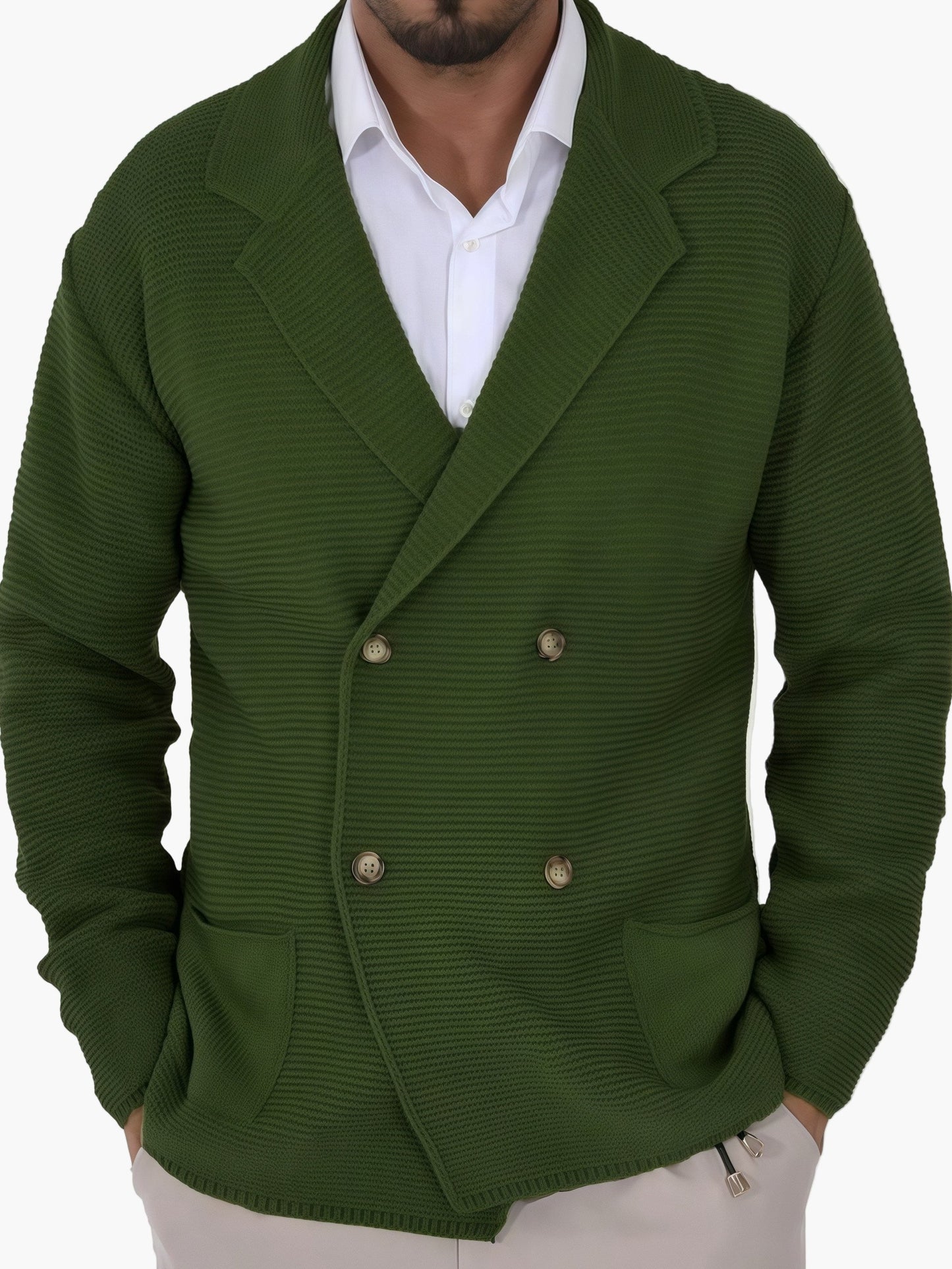 Herren Strickjacke mit Reverskragen und Doppelreiher – Eleganter Casual-Style für Alltag und Büro