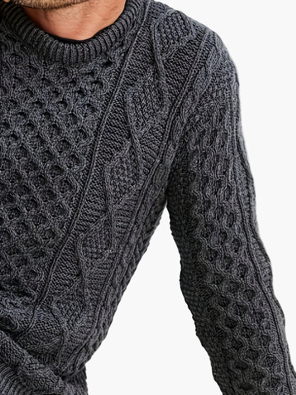 Herren Strickpullover mit Zopfmuster – Stilvoller Freizeitpullover für Alltag und Büro