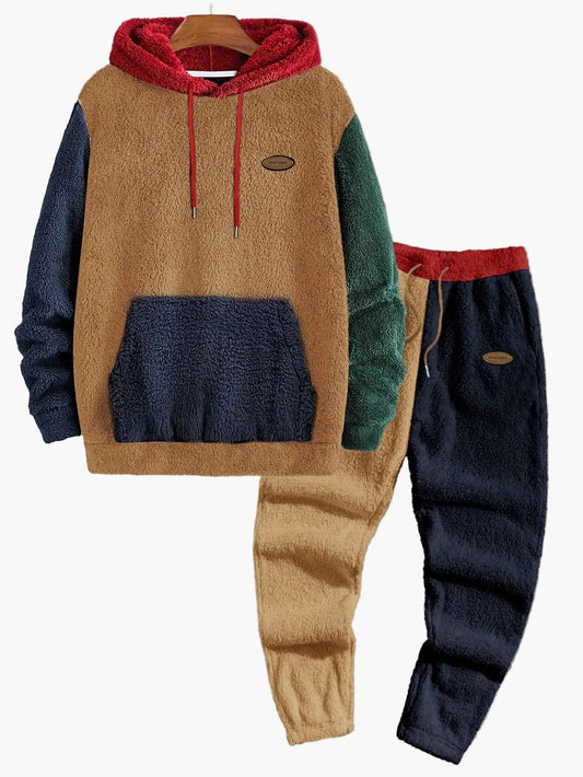Herren Fleece Freizeit Jogginganzug mit Kapuze – Bequemer Zweiteiler für Herbst und Winter