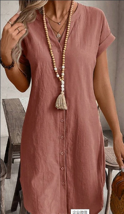 Frederick – Hemdblusenkleid mit Notch-Knopf und Batwing-Ärmeln