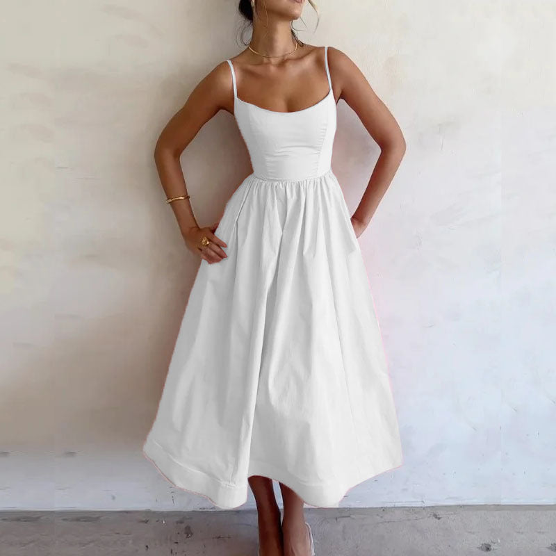Michelle – Süßes, sexy Trägerkleid mit einfarbigem Druck