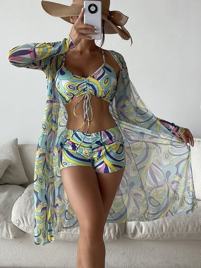 Lydia – 3-teiliges Bikini-Set mit langärmliger Cardigan für den Sommer