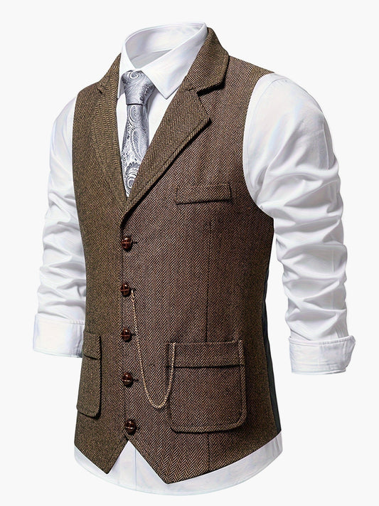 Herren Weste Klassisch Modern Business Hochzeit – Elegantes Herrenwesten-Design mit Reverskragen und Retro-Charme
