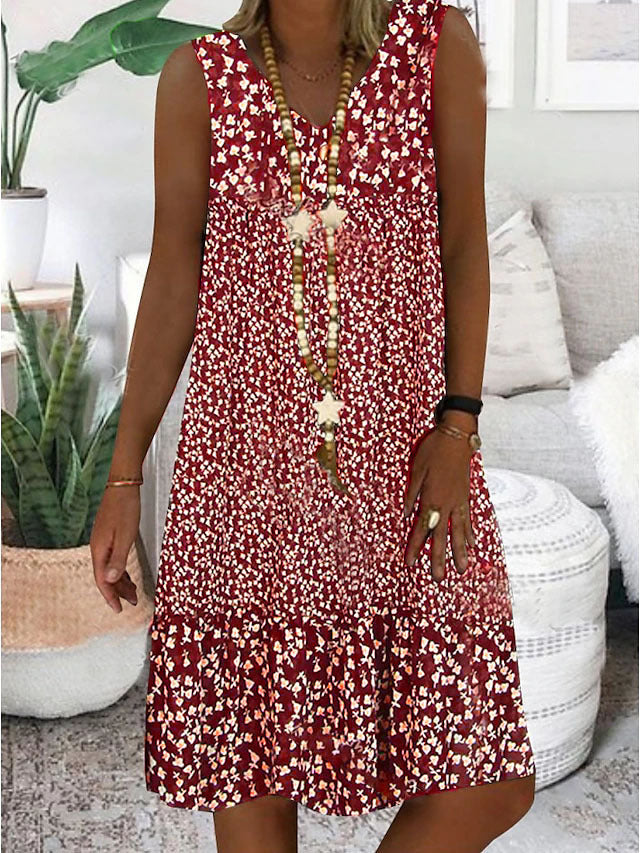 Julie – Ärmelloses Kleid mit kleinem Blumenmuster