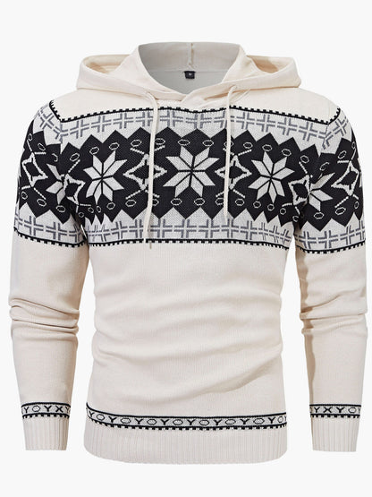 Herren Kapuzenpullover mit Norweger-Muster – Lässiger Winterpullover für Freizeit und Alltag