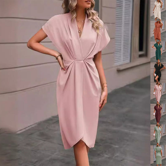 Kathleen – Modisches Sommerkleid mit Fledermausärmeln und V-Ausschnitt