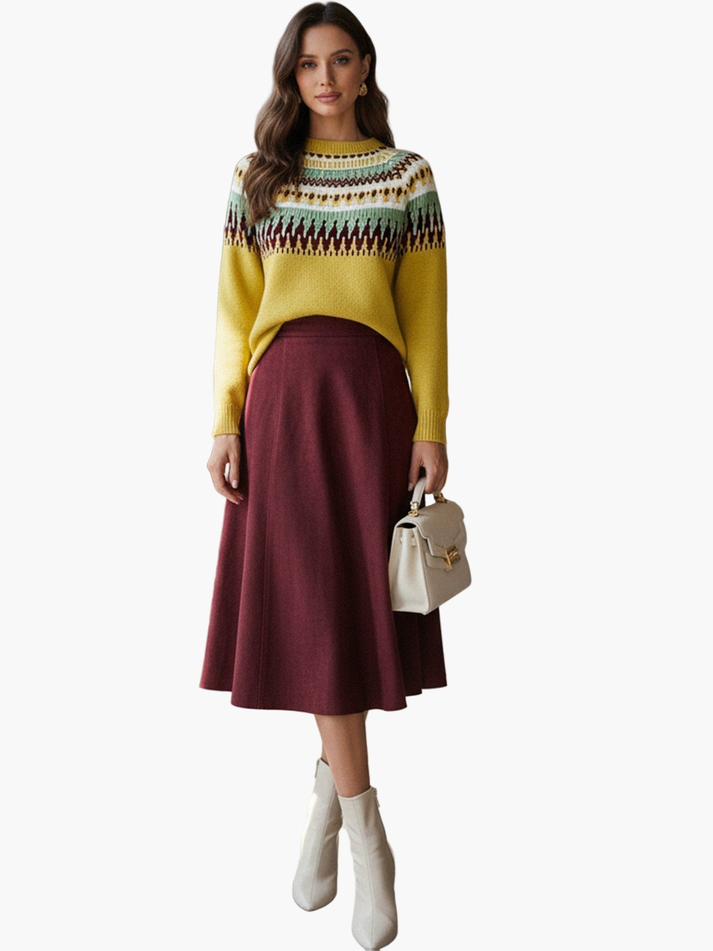 Damen Strickpullover im skandinavischen Stil mit geometrischem Muster, modisch und vielseitig für Herbst und Winter