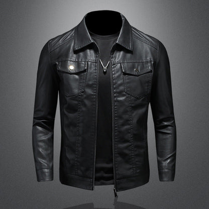 Anthony – Schlanke Herren-Bikerjacke in Einfarbigem Design